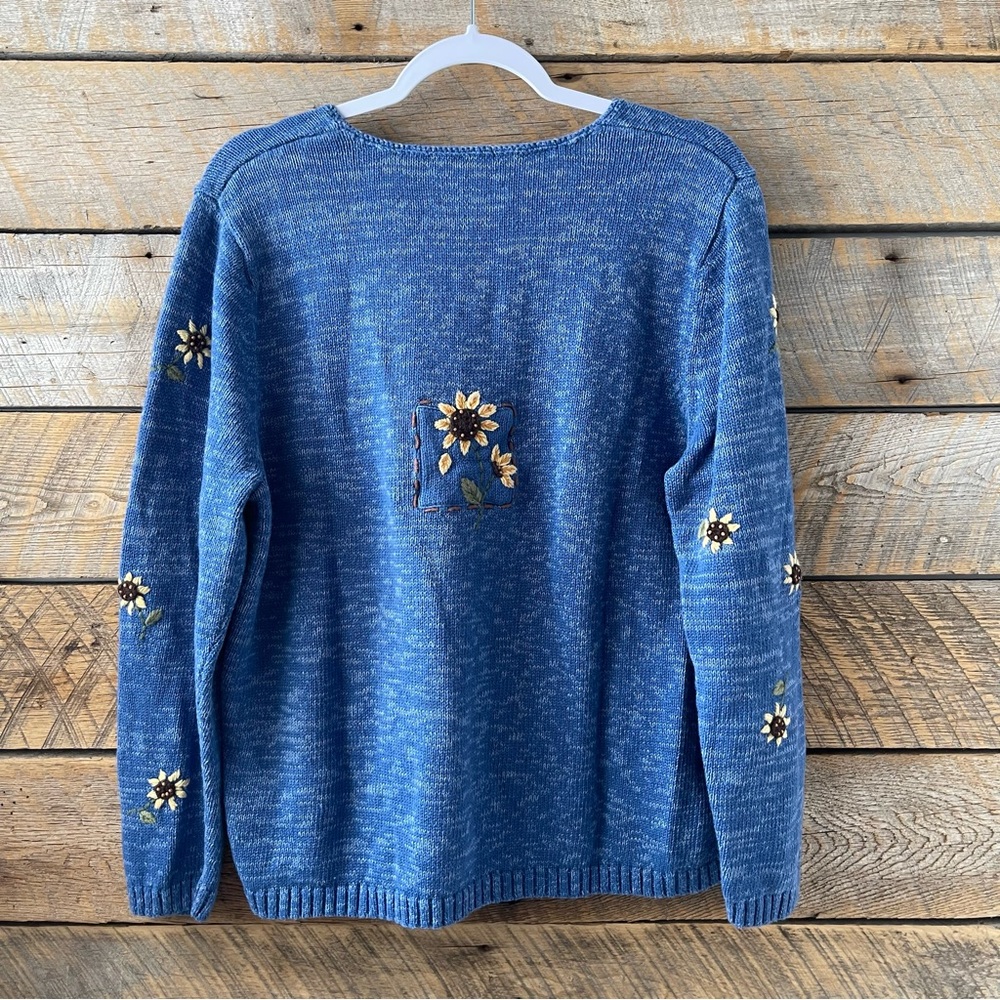 VTG Christopher & Banks Sunflower Embroidered Sweater Knit Women’s Size 1X - Picture 2 of 14